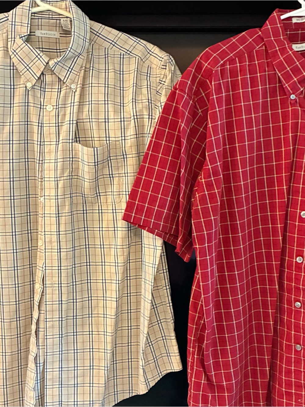 Van Heusen Red and Cream Plaid Short Sleeve Button-Down Shirt Set